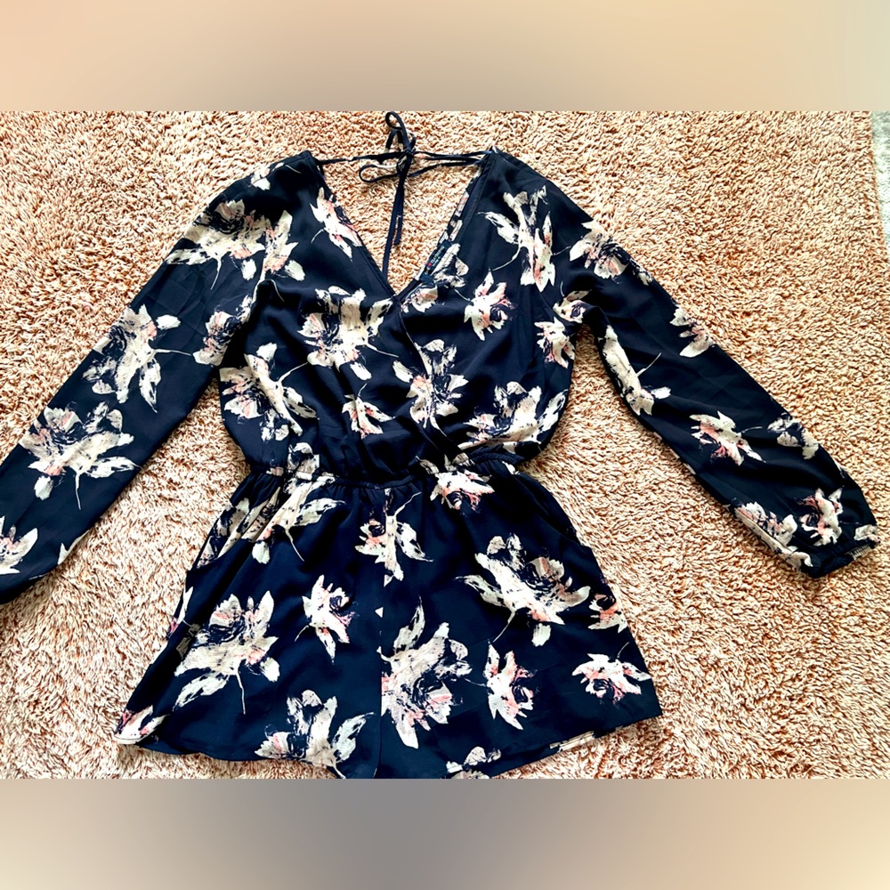 Navy Floral Romper